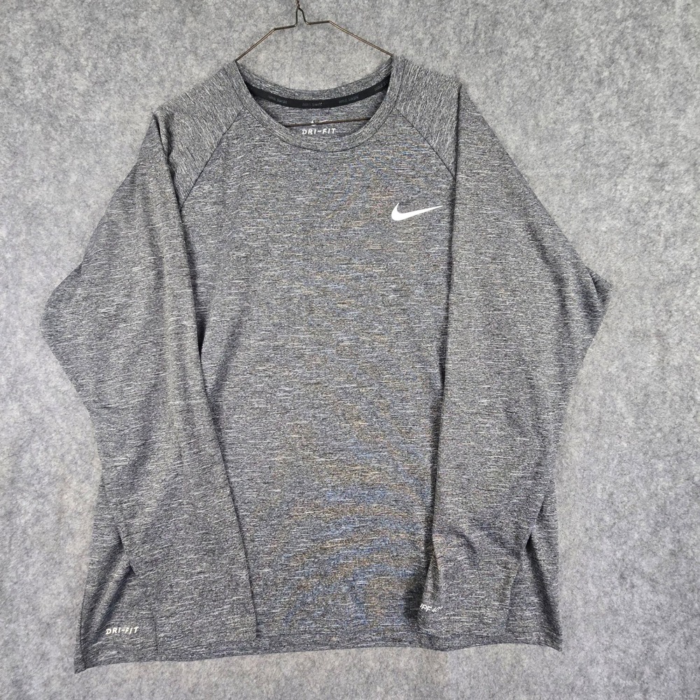 Nike Swim Shirt Mens XL Gray Regular Fit Dri-FIT UPF 40+ Rash Guard